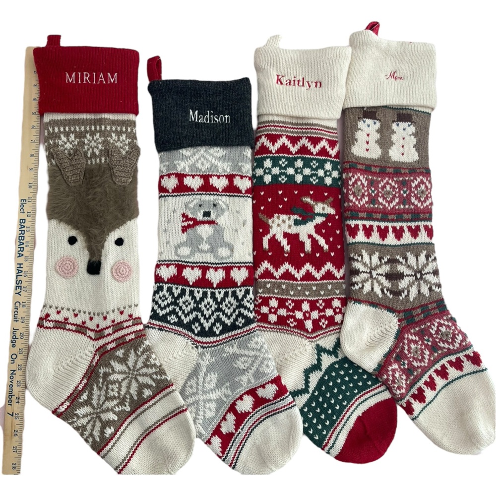 POTTERY BARN Festive Holiday Knit Stockings Various Designs Monogrammed